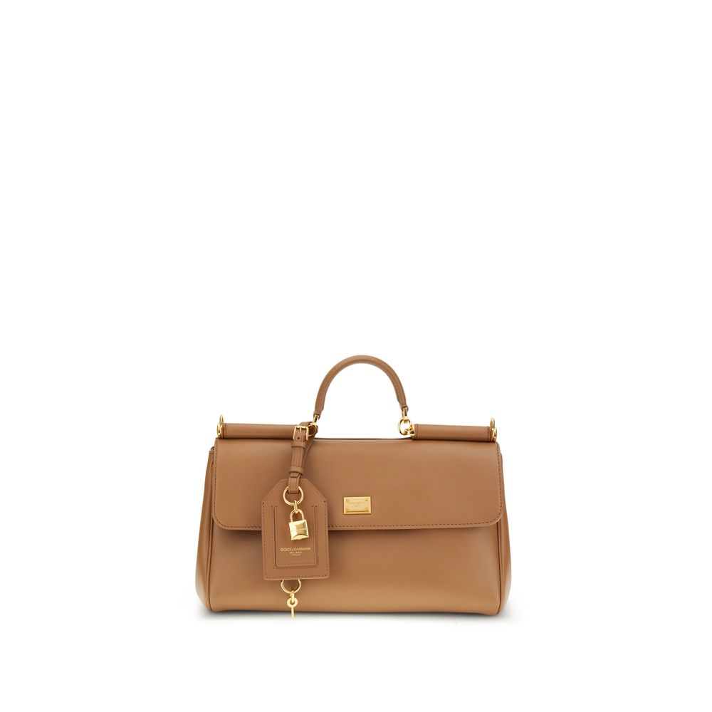 Dolce & Gabbana My Sicily Medium Tan Plongé Calf Leather Handbag