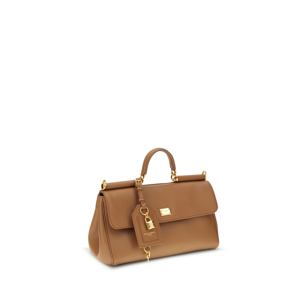 Dolce & Gabbana My Sicily Medium Tan Plongé Calf Leather Handbag