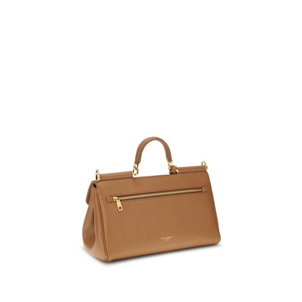 Dolce & Gabbana My Sicily Medium Tan Plongé Calf Leather Handbag