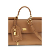 Dolce & Gabbana My Sicily Medium Tan Plongé Calf Leather Handbag
