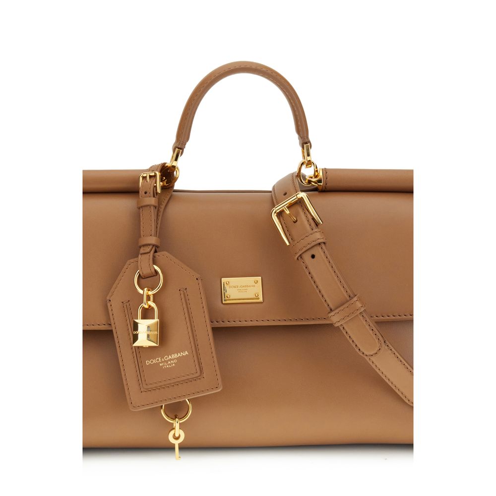 Dolce & Gabbana My Sicily Medium Tan Plongé Calf Leather Handbag