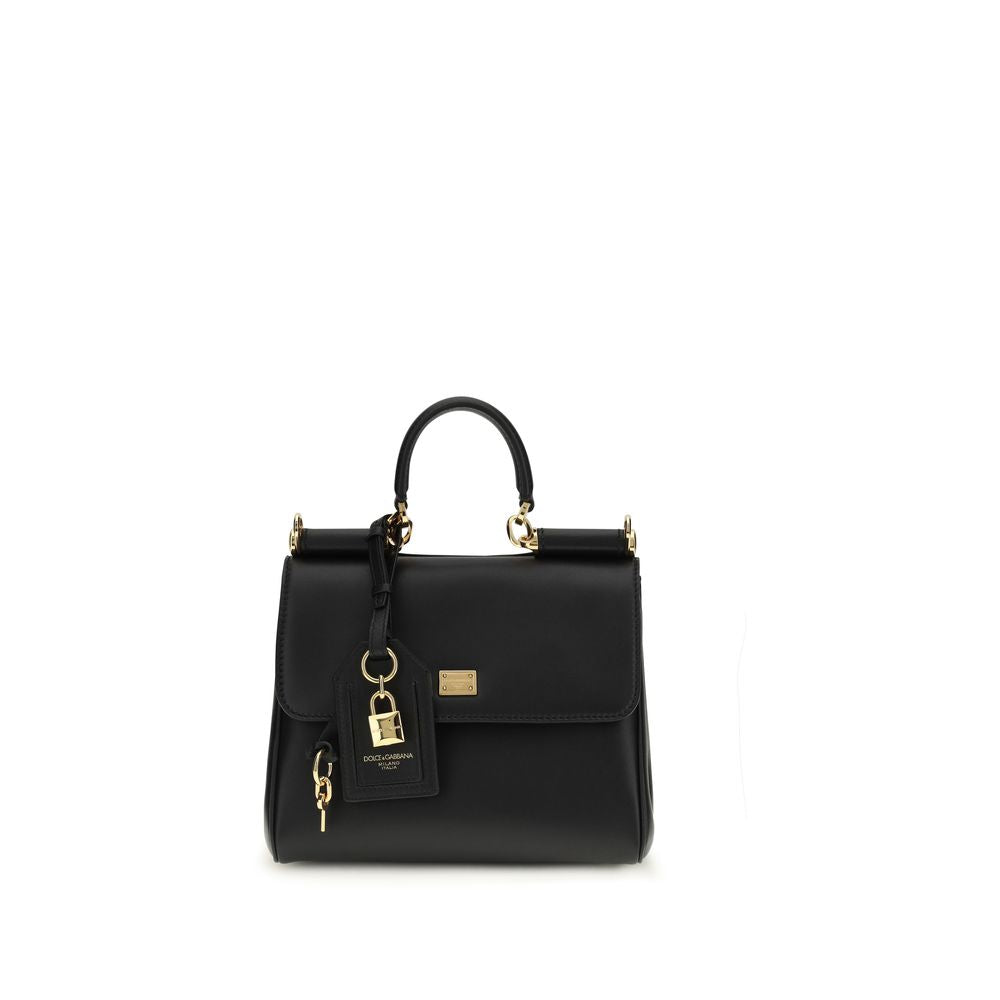 Dolce & Gabbana Small My Sicily Handbag In Plongé Calfskin Leather Handbag Black