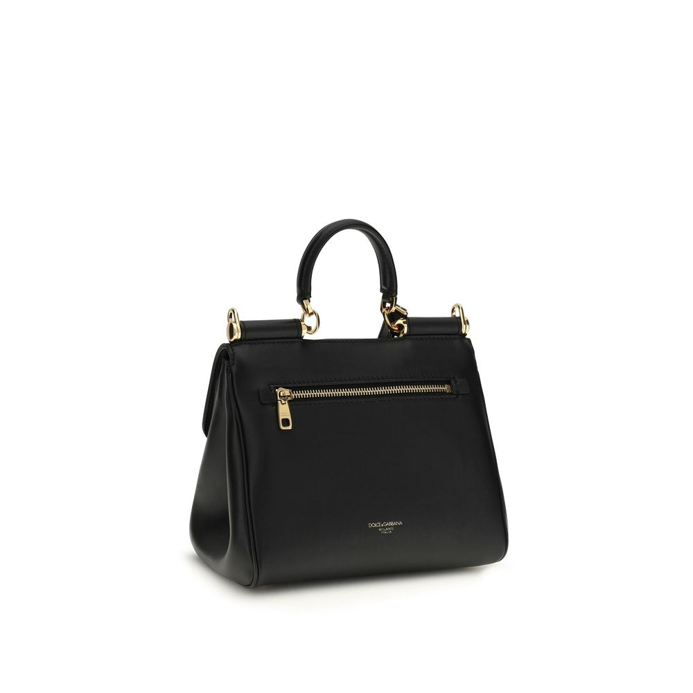 Dolce & Gabbana Small My Sicily Handbag In Plongé Calfskin Leather Handbag Black