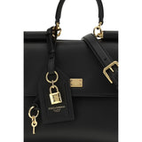Dolce & Gabbana Small My Sicily Handbag In Plongé Calfskin Leather Handbag Black