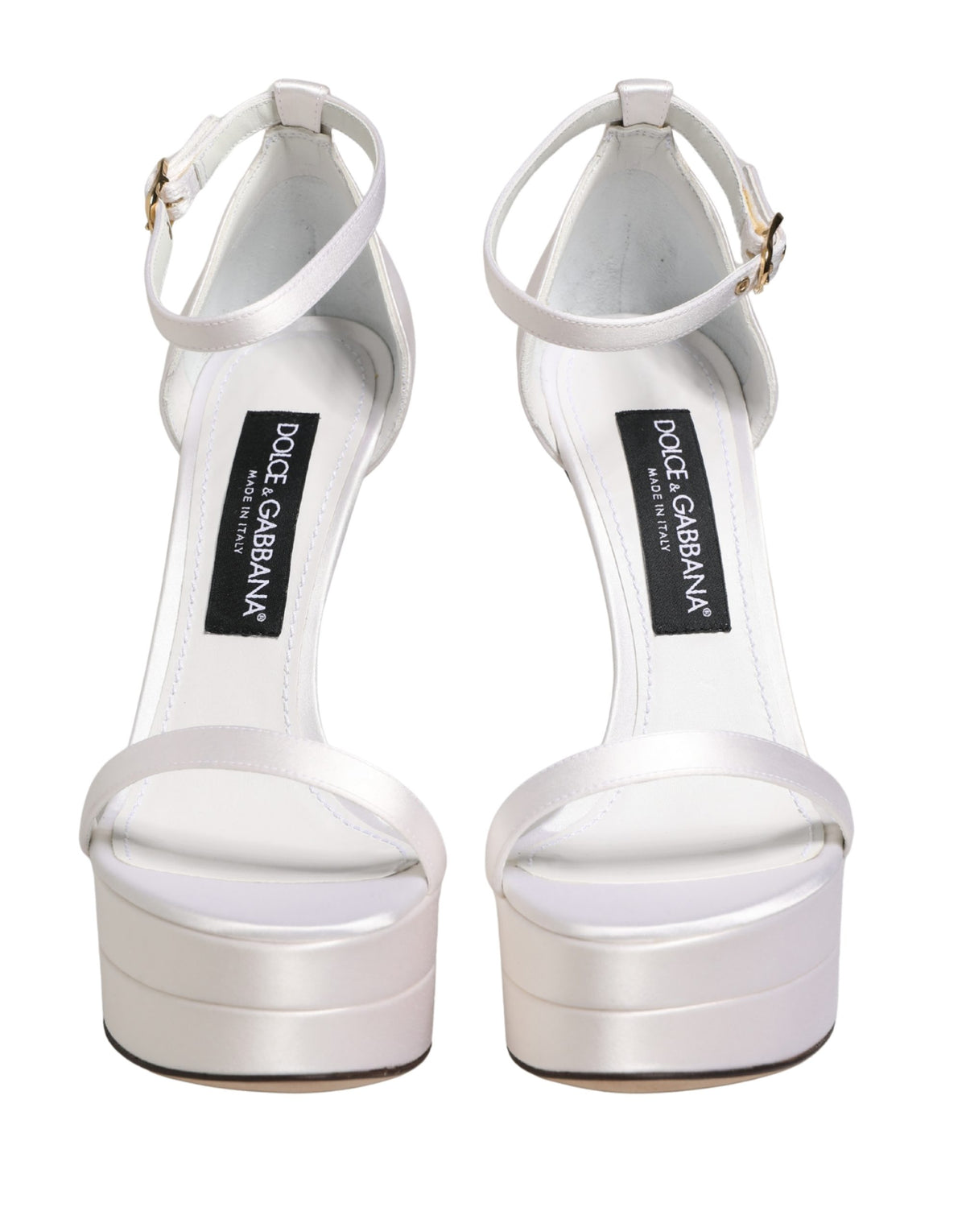 Dolce & Gabbana White Platform Ankle Strap Sandals Shoes