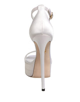 Dolce & Gabbana White Platform Ankle Strap Sandals Shoes