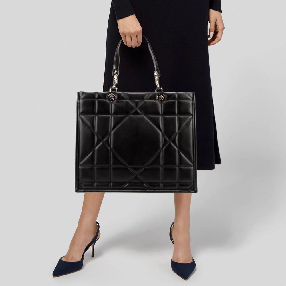 Dior Archicannage Essential Large Tote Black Calfskin