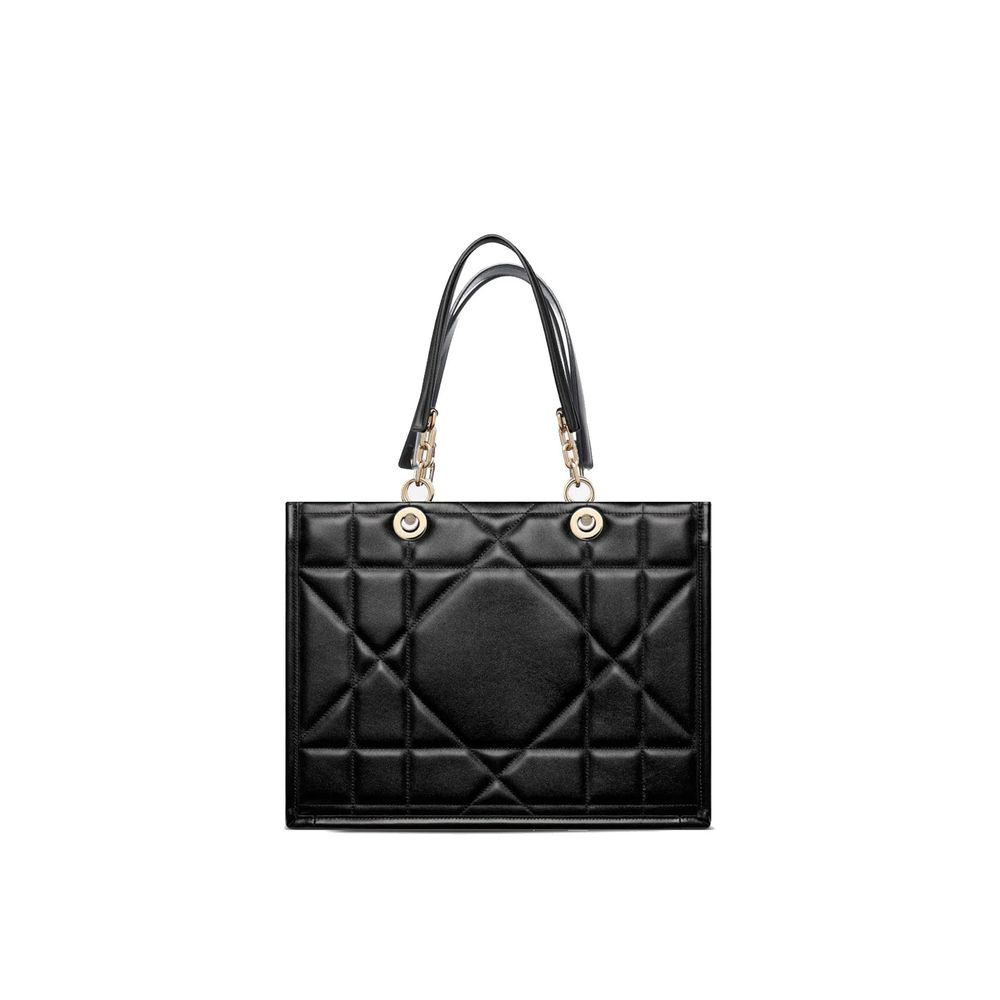 Archicannage Dior Essential Medium Black Leather Tote Bag
