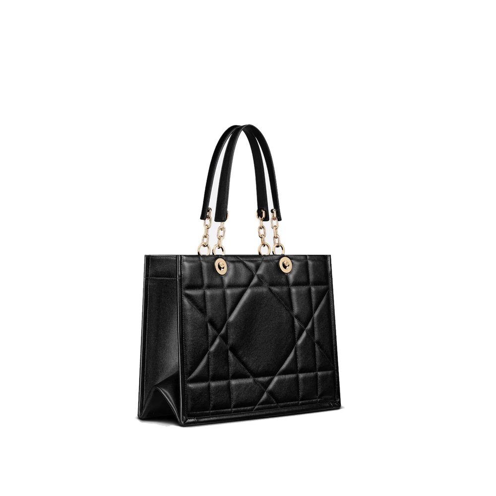 Archicannage Dior Essential Medium Black Leather Tote Bag
