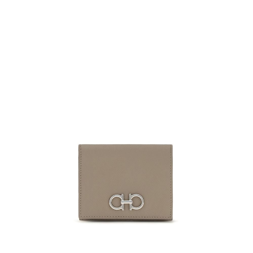 Ferragamo Gancini Compact Wallet In Taupe