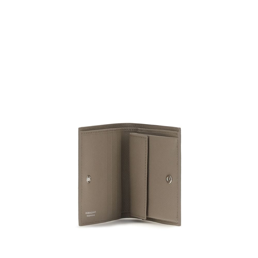 Ferragamo Gancini Compact Wallet In Taupe
