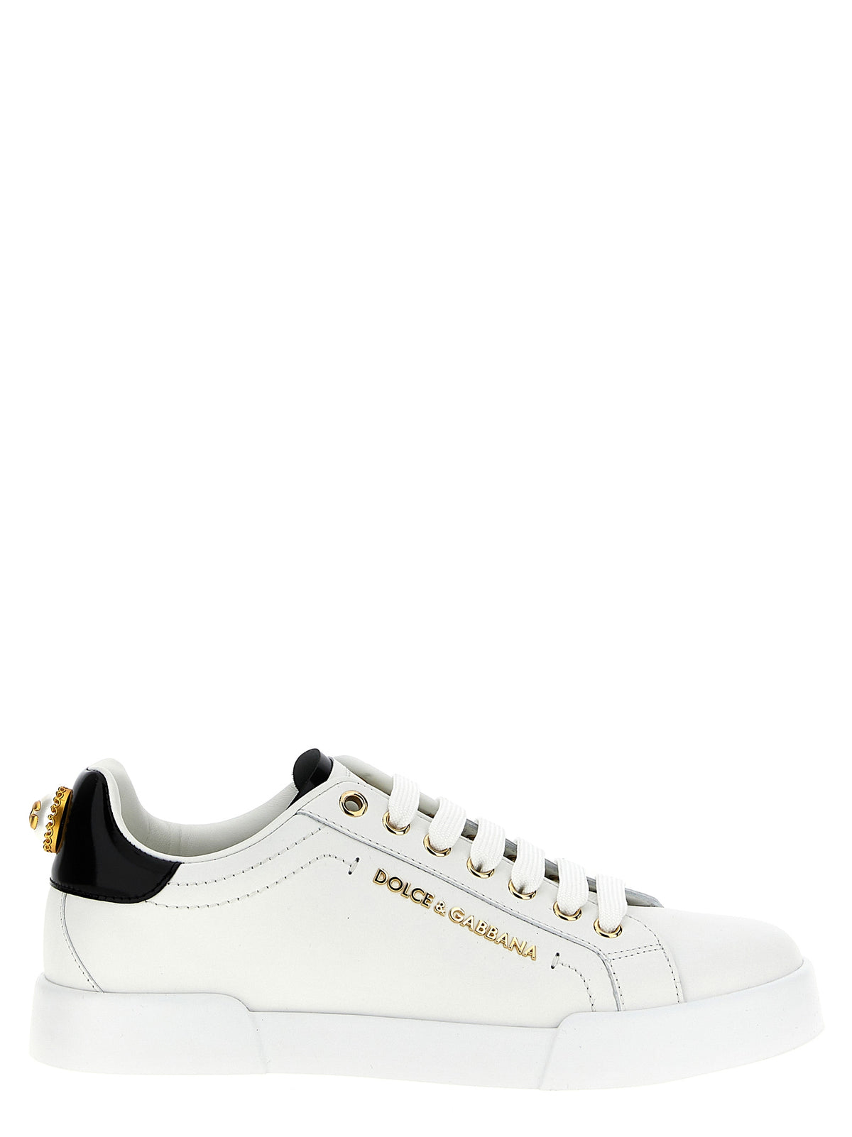 Dolce & Gabbana White Portofino Calfskin Nappa Low Top Sneakers