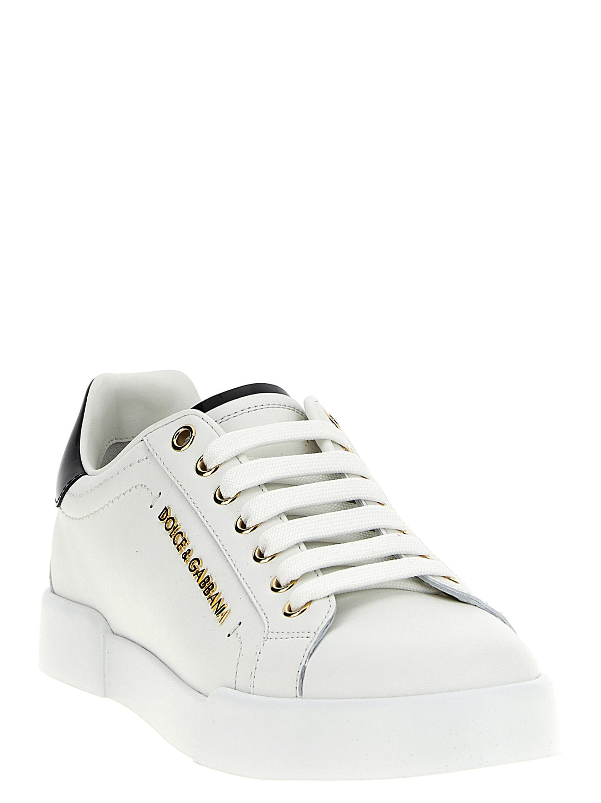 Dolce & Gabbana White Portofino Calfskin Nappa Low Top Sneakers