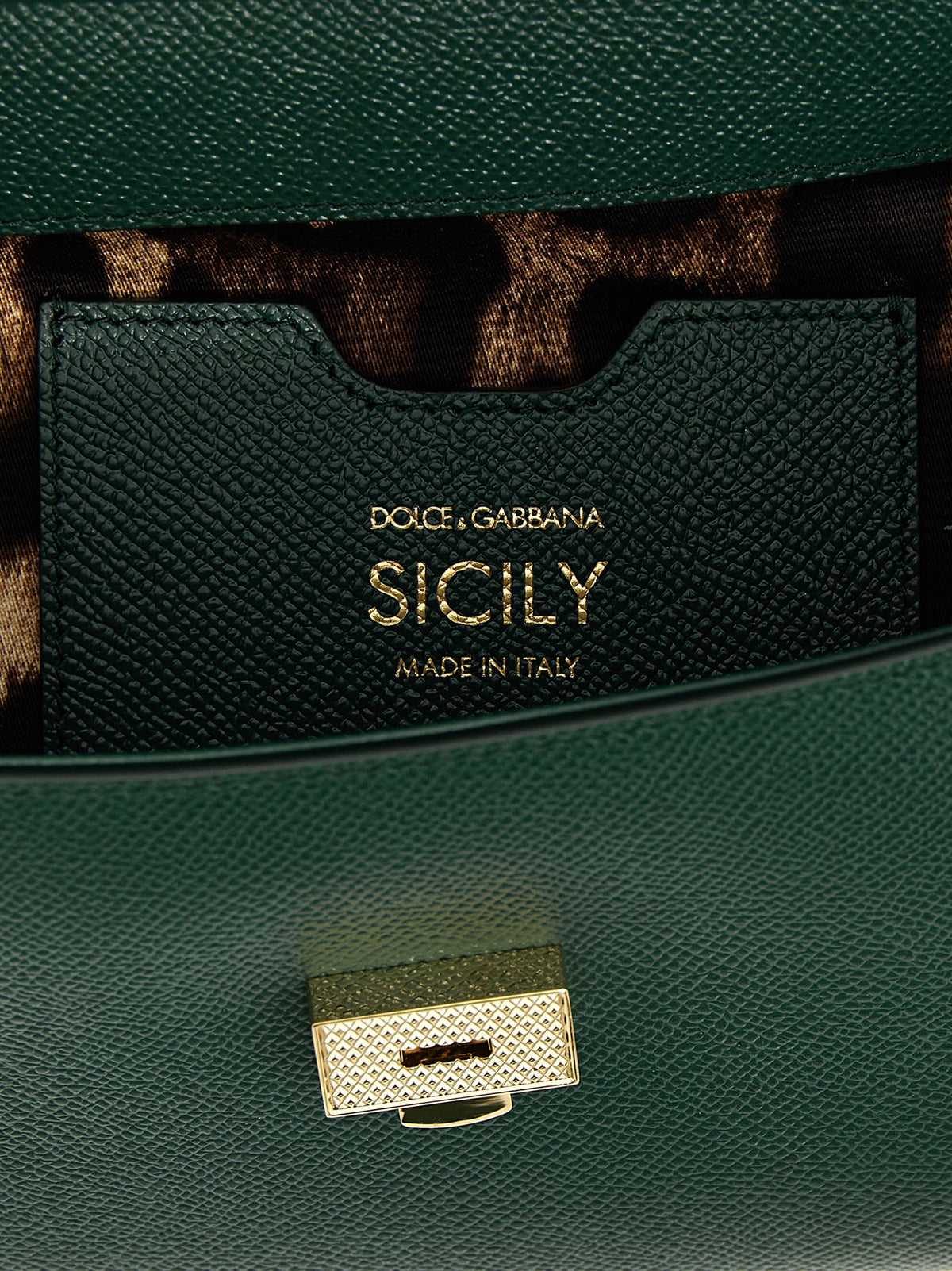 Dolce & Gabbana Small Sicily Dauphine Calfskin Handbag Green