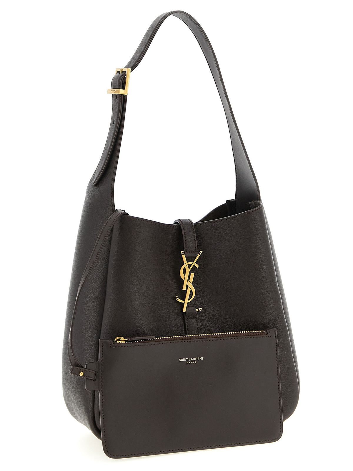 Saint Laurent LE 5 À 7 Supple Small In Grained Leather in Arabica