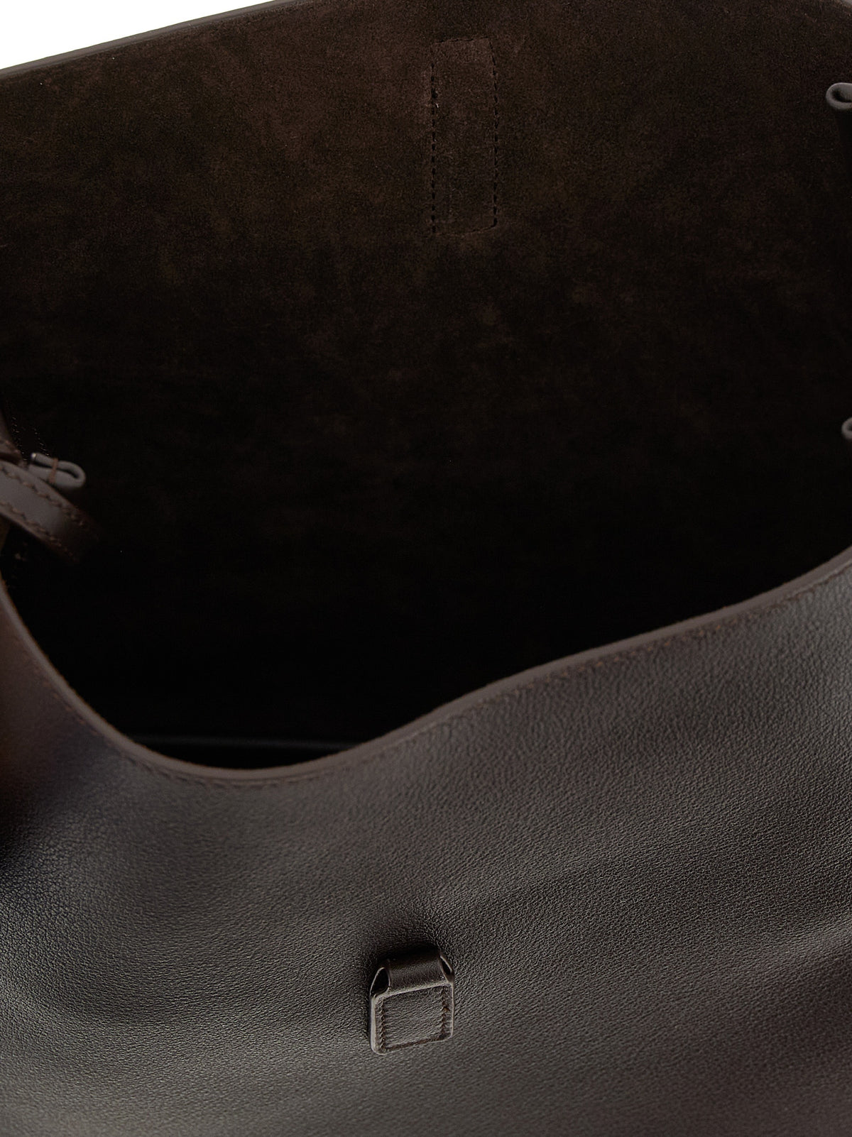 Saint Laurent LE 5 À 7 Supple Small In Grained Leather in Arabica