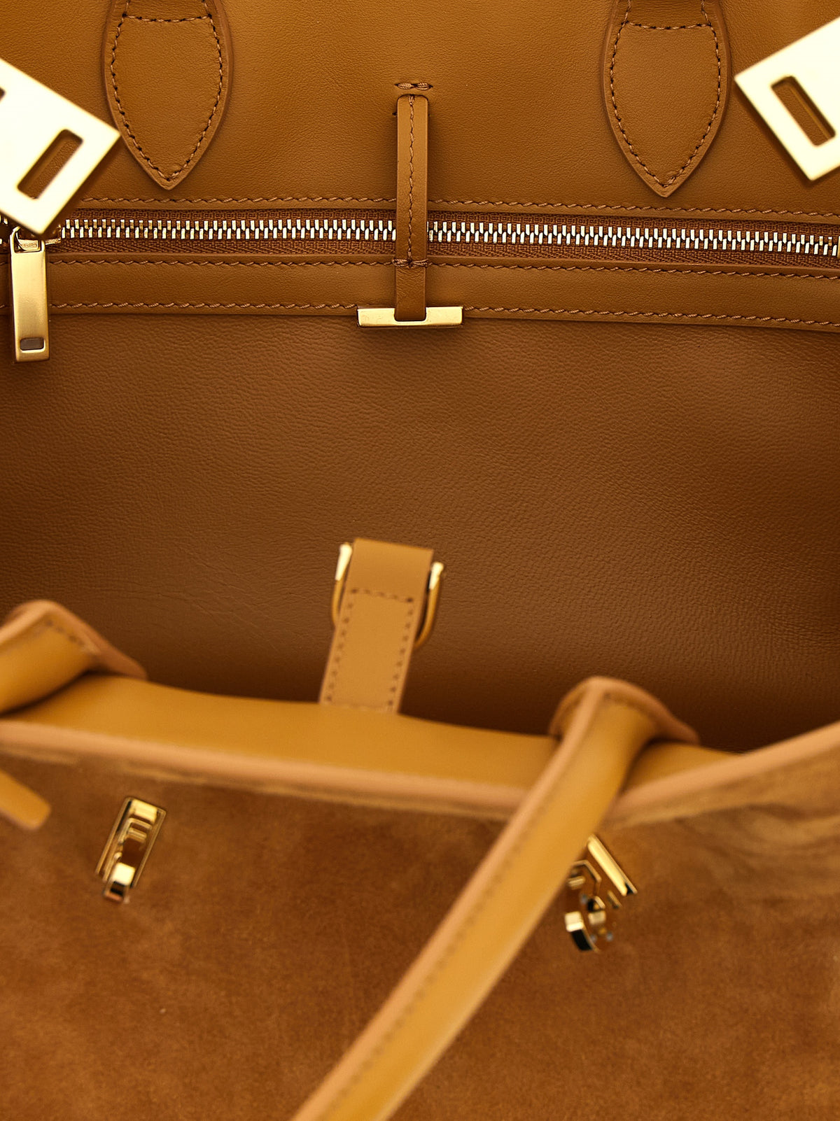 Ferragamo Hug Handbag Small Natural Brown Suede