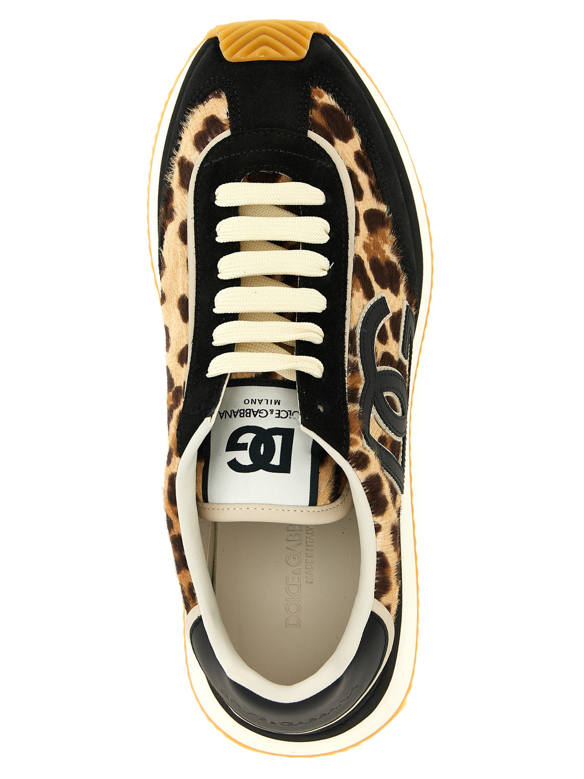Dolce & Gabbana DG Cushion Leo-print Calfskin Low Top Sneakers