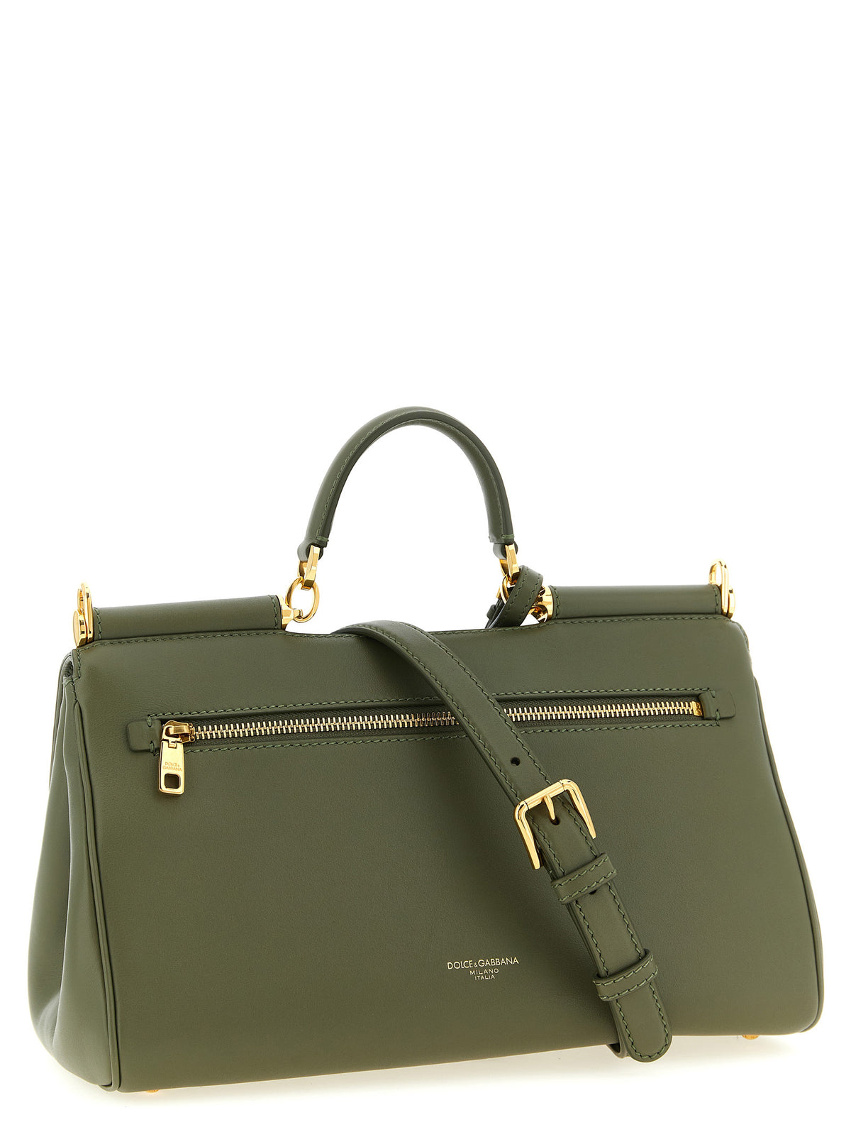 Dolce & Gabbana Medium My Sicily Plongé Calf Leather Handbag Green