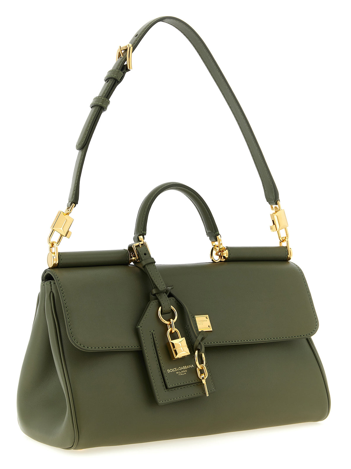 Dolce & Gabbana Medium My Sicily Plongé Calf Leather Handbag Green
