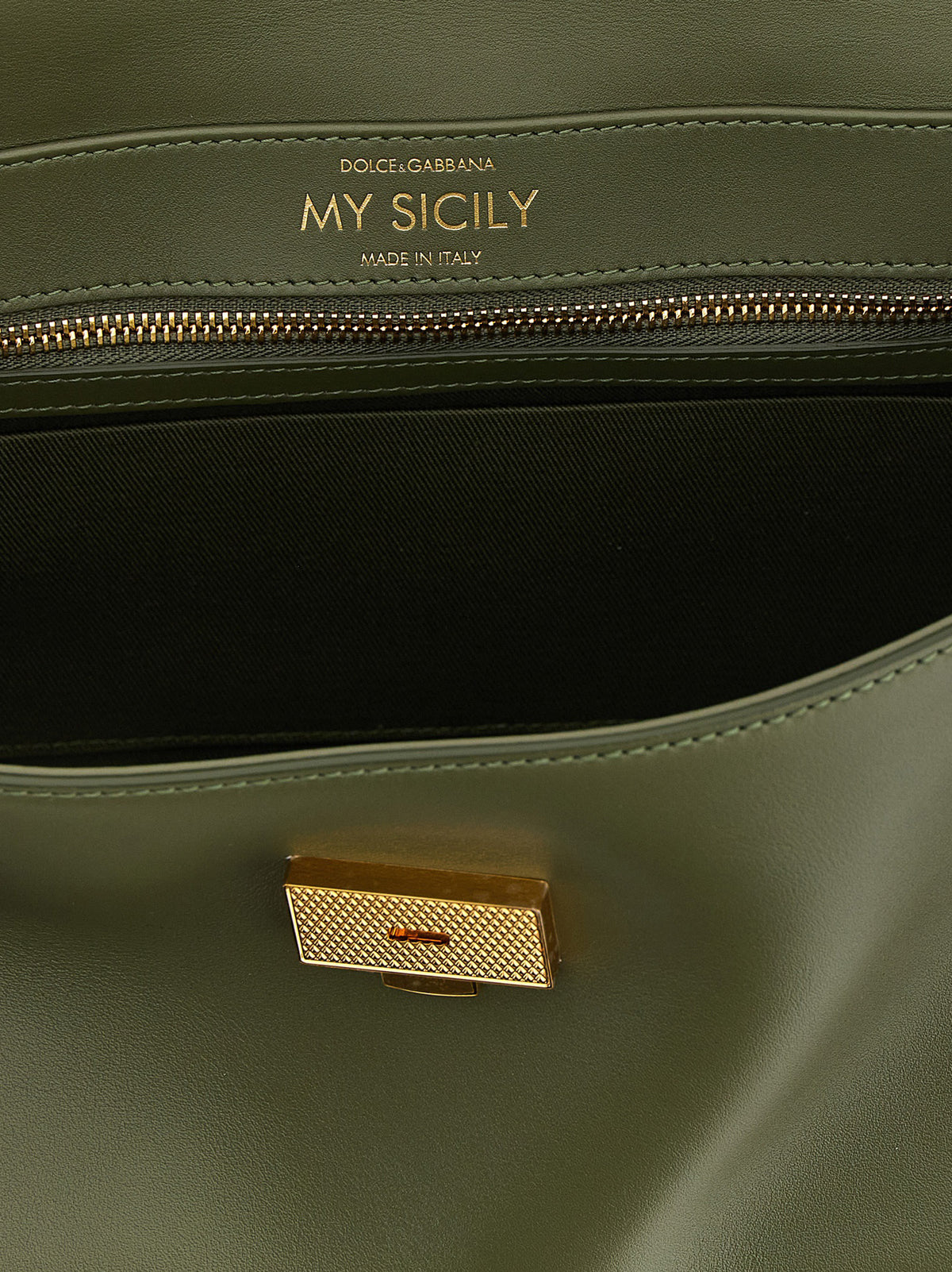 Dolce & Gabbana Medium My Sicily Plongé Calf Leather Handbag Green