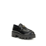 Prada Black Calf Leather Bos Taurus Slip-On Loafers