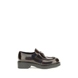 Prada Brown Calf Leather Bos Taurus Slip-On Loafers