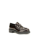 Prada Brown Calf Leather Bos Taurus Slip-On Loafers