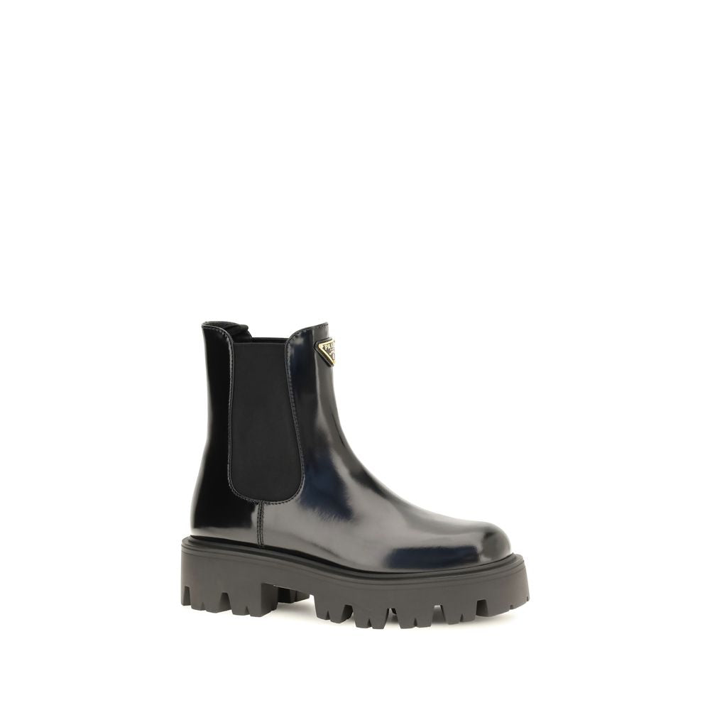 Prada Black Leather Booties