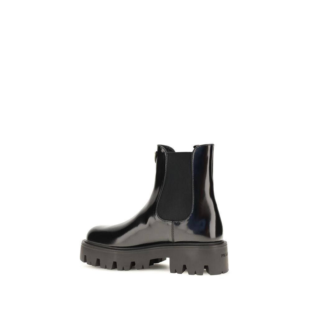 Prada Black Leather Booties