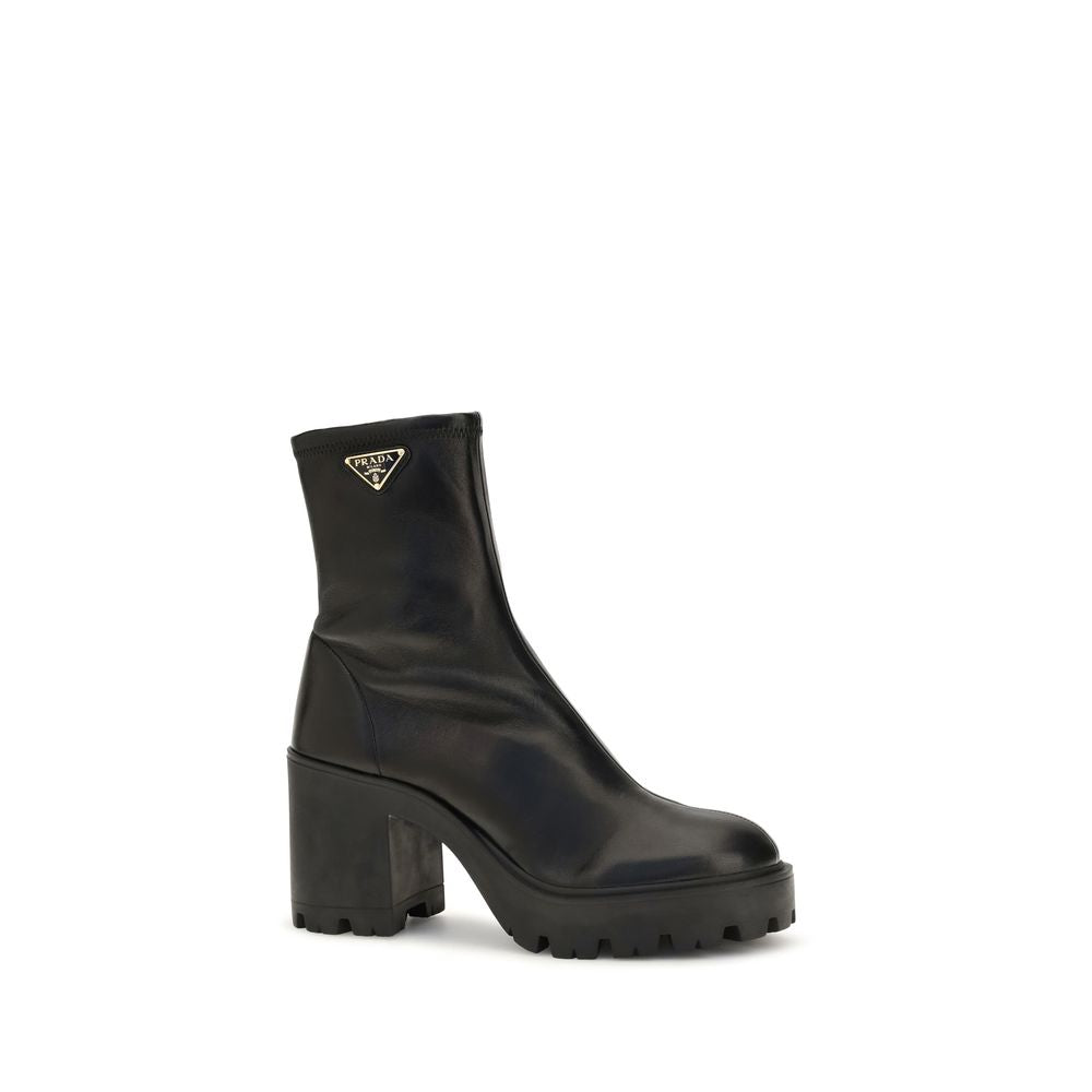 Prada Black Stretch Nappa Leather Booties