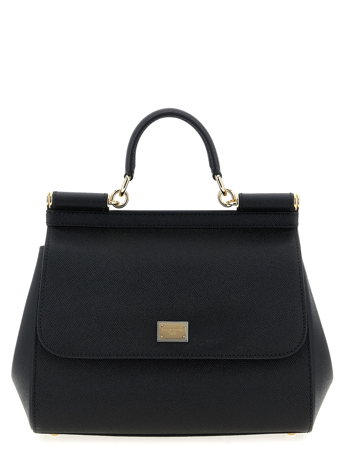Dolce & Gabbana Sicily Large Black Dauphine Calfskin Handbag