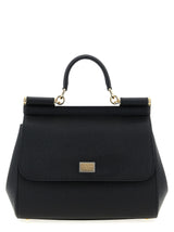 Dolce & Gabbana Sicily Large Black Dauphine Calfskin Handbag