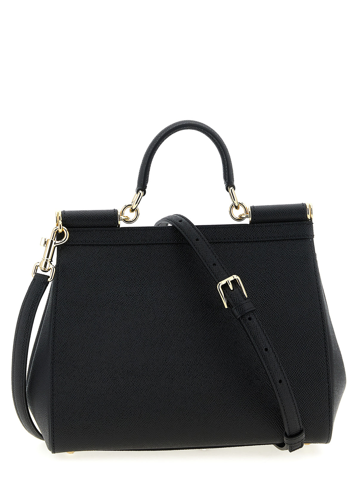 Dolce & Gabbana Sicily Large Black Dauphine Calfskin Handbag