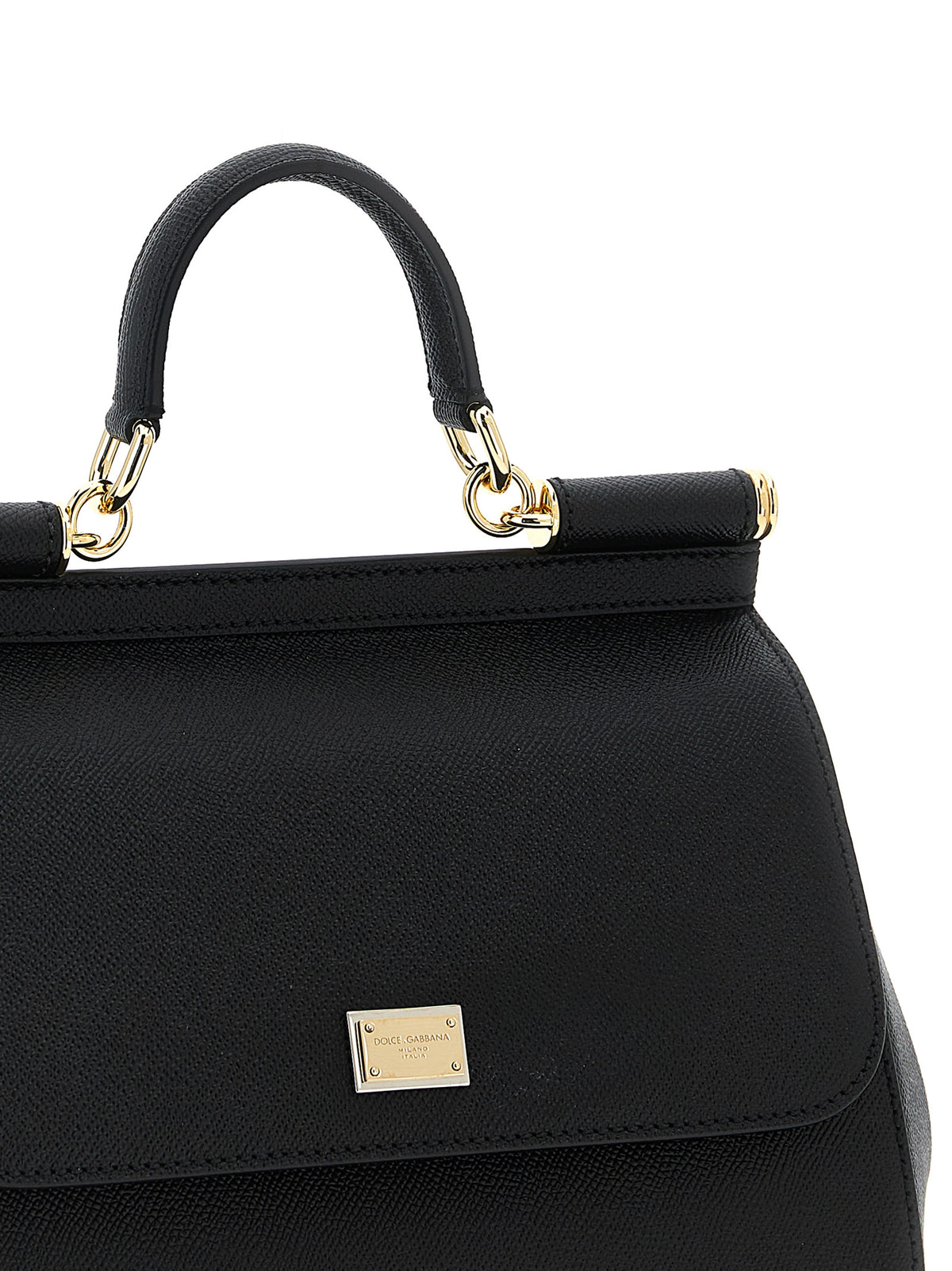 Dolce & Gabbana Sicily Large Black Dauphine Calfskin Handbag