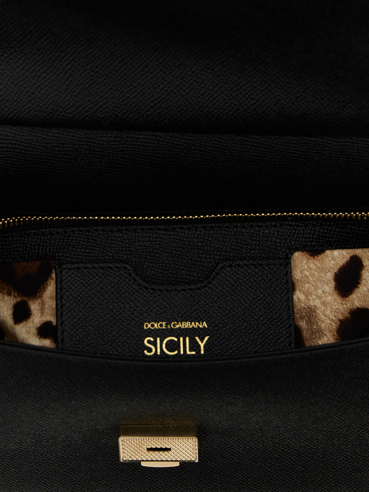Dolce & Gabbana Sicily Large Black Dauphine Calfskin Handbag