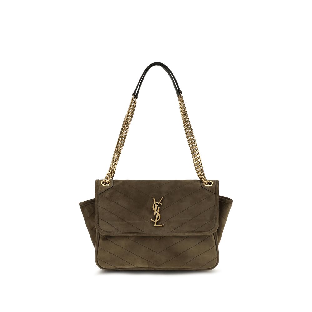Saint Laurent Niki Tripouch In Suede Light Musk