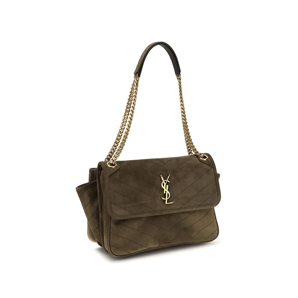 Saint Laurent Niki Tripouch In Suede Light Musk