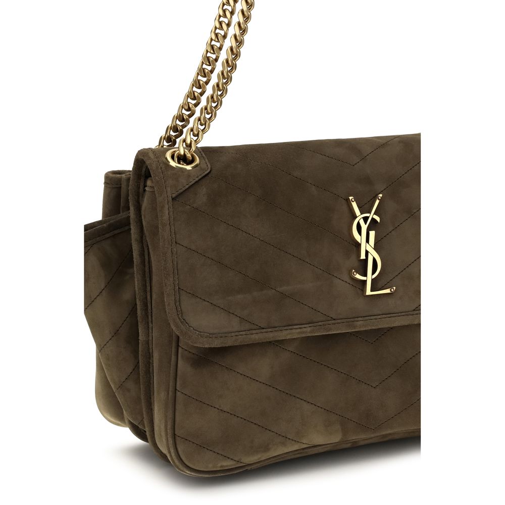 Saint Laurent Niki Tripouch In Suede Light Musk