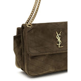 Saint Laurent Niki Tripouch In Suede Light Musk