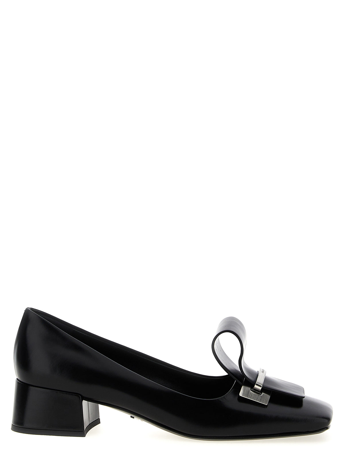 Prada Black Square Toe Leather Pumps
