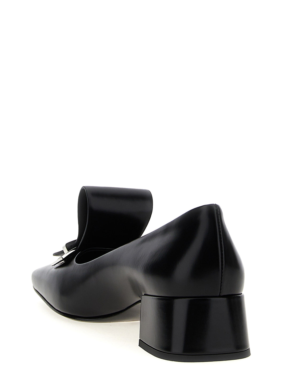 Prada Black Square Toe Leather Pumps