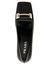 Prada Black Square Toe Leather Pumps