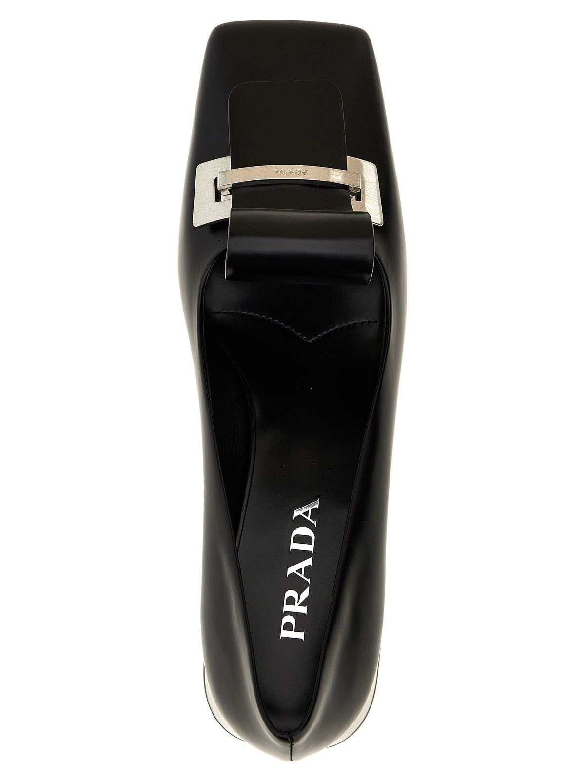 Prada Black Square Toe Leather Pumps