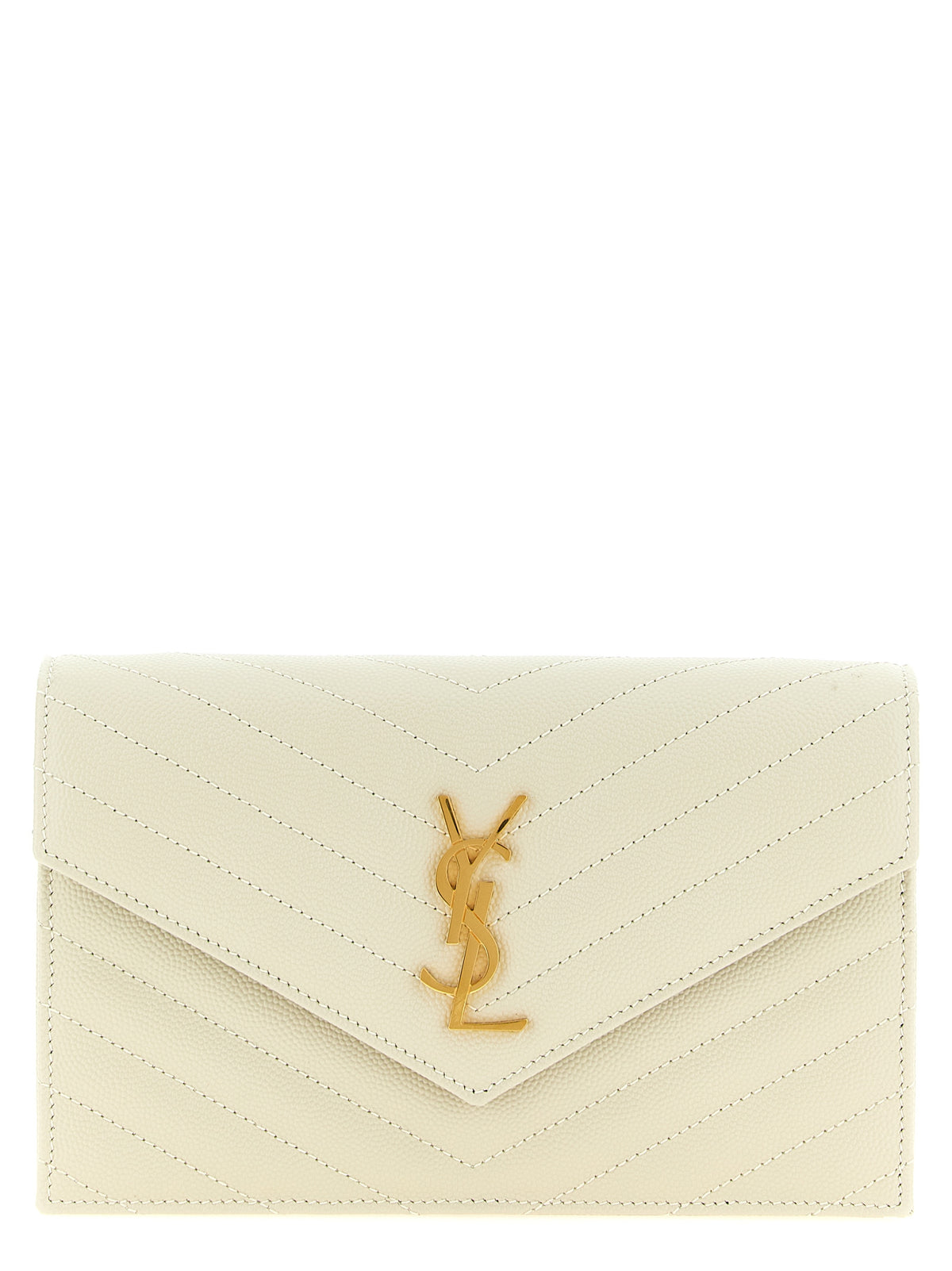 Saint Laurent Envelope Small Wallet on a Chain in Blanc White