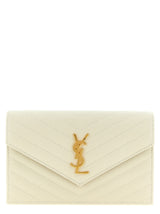 Saint Laurent Envelope Small Wallet on a Chain in Blanc White