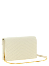 Saint Laurent Envelope Small Wallet on a Chain in Blanc White