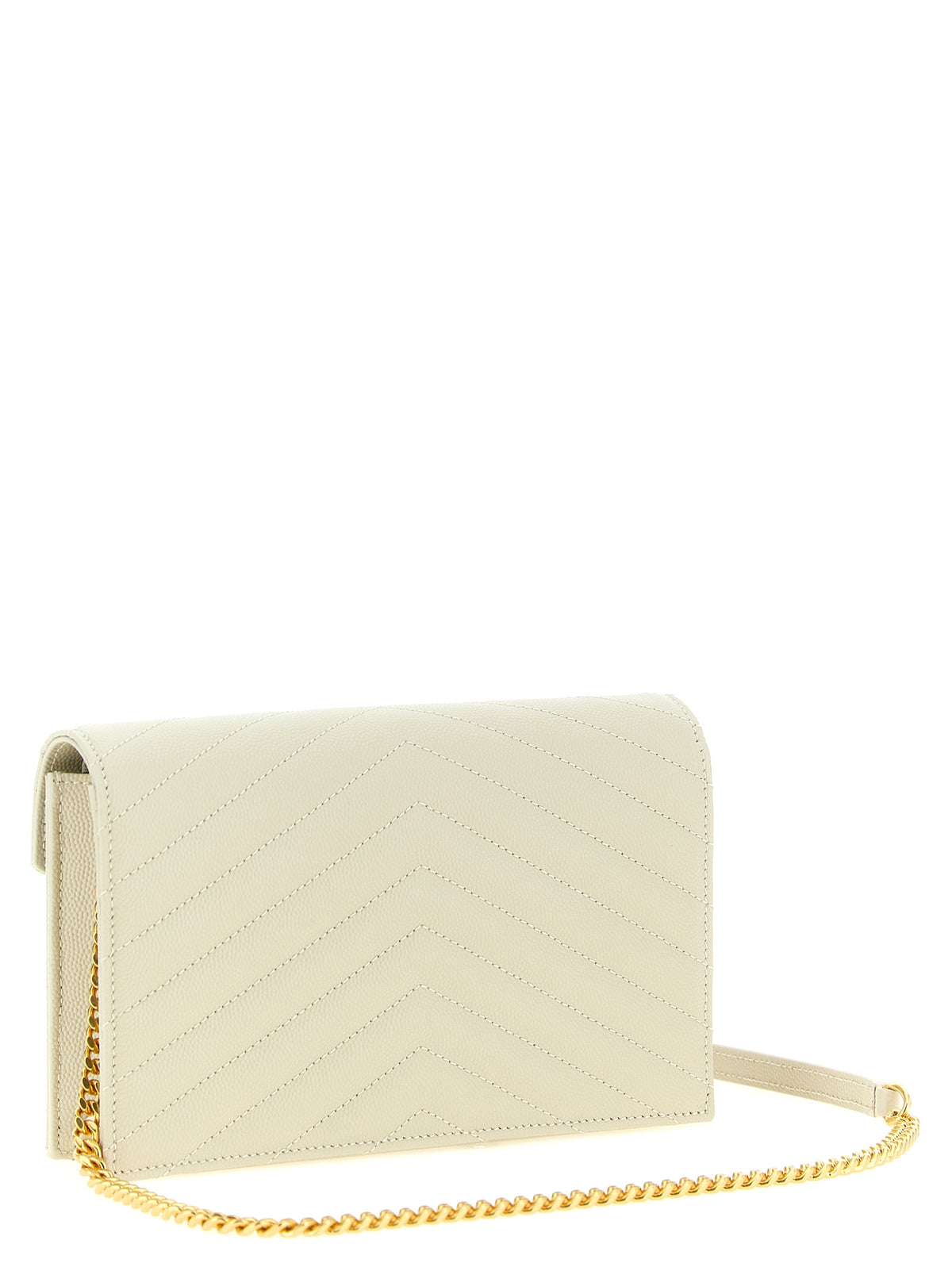 Saint Laurent Envelope Small Wallet on a Chain in Blanc White