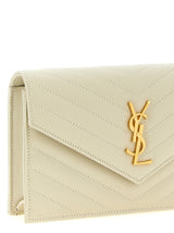 Saint Laurent Envelope Small Wallet on a Chain in Blanc White