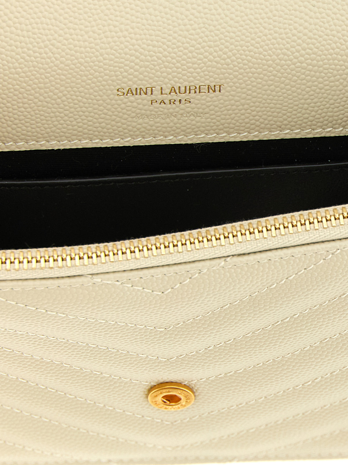Saint Laurent Envelope Small Wallet on a Chain in Blanc White